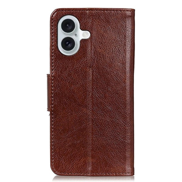 Neptunus Nahkainen iPhone 16 flip kuoret - Ruskea