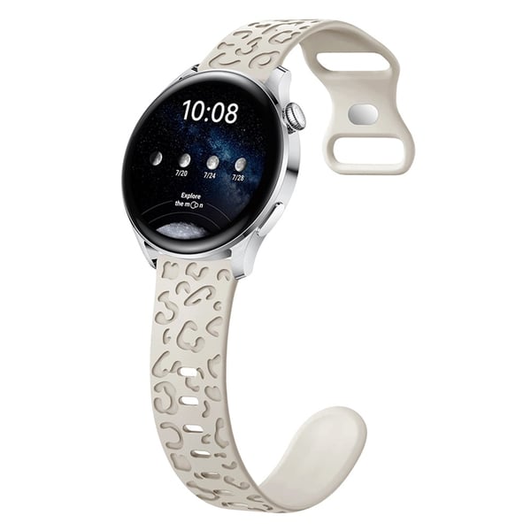 Samsung Galaxy Watch6 Classic 47mm / 43mm / Garmin Venu Sq 2 20mm silikonklokkearmbånd med leopardtrykk - Stjernelys