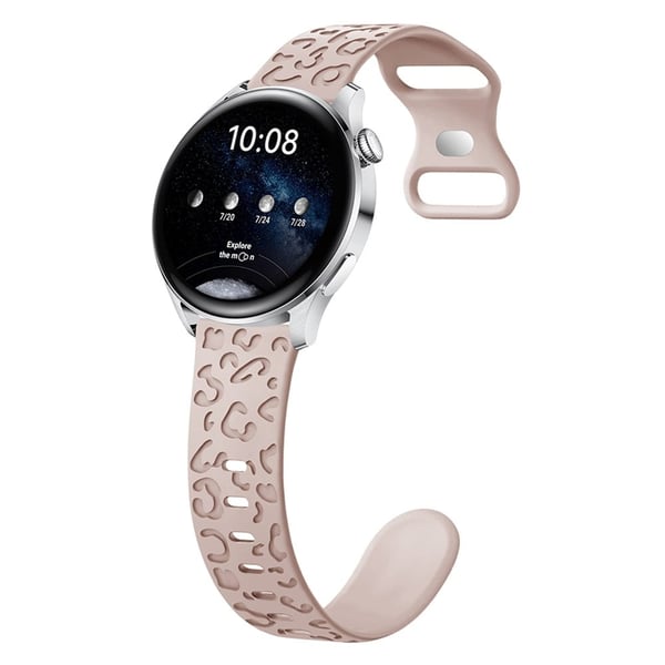 Samsung Galaxy Watch3 45 mm / Huawei Watch 4 Pro 22 mm klokkearmbånd med leopardtrykk - Rosa