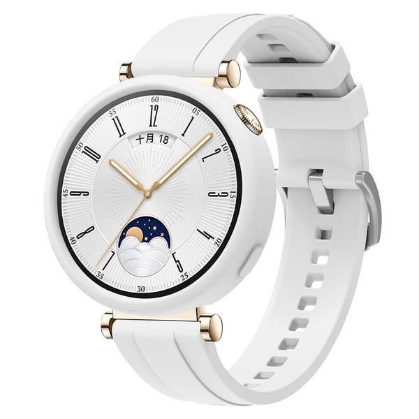 Huawei Watch GT 4 41 mm ersättningsarmband i silikon med klockboett - Vit
