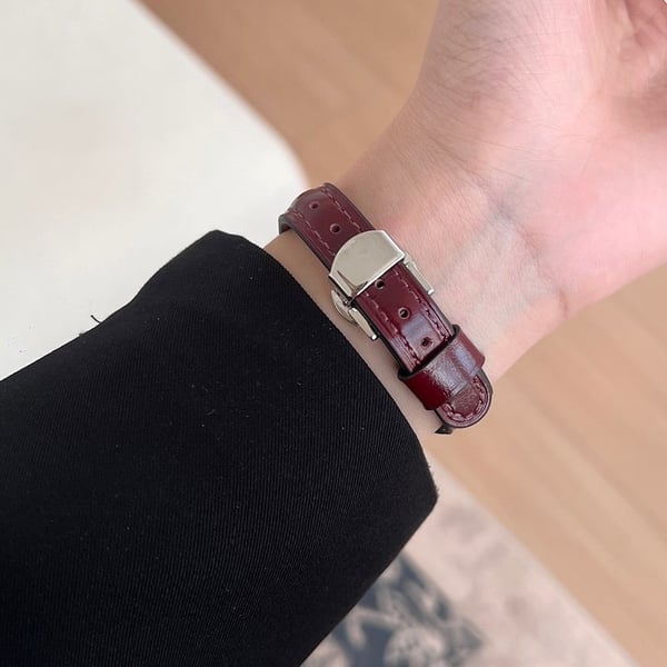 Apple Watch Series 49mm - 45mm - 44mm - 42mm Ekte ku skinnrem - Rødbrun