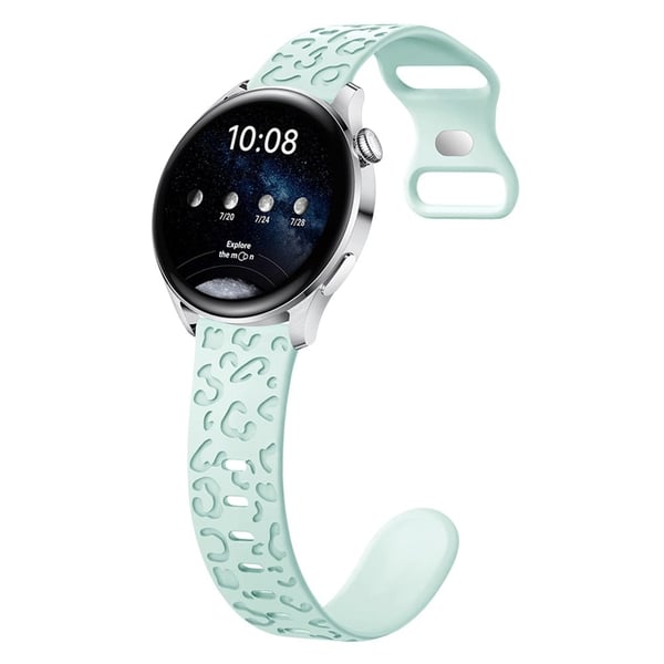 Samsung Galaxy Watch3 45 mm / Huawei Watch 4 Pro 22 mm klokkearmbånd med leopardtrykk - Lysegrønn
