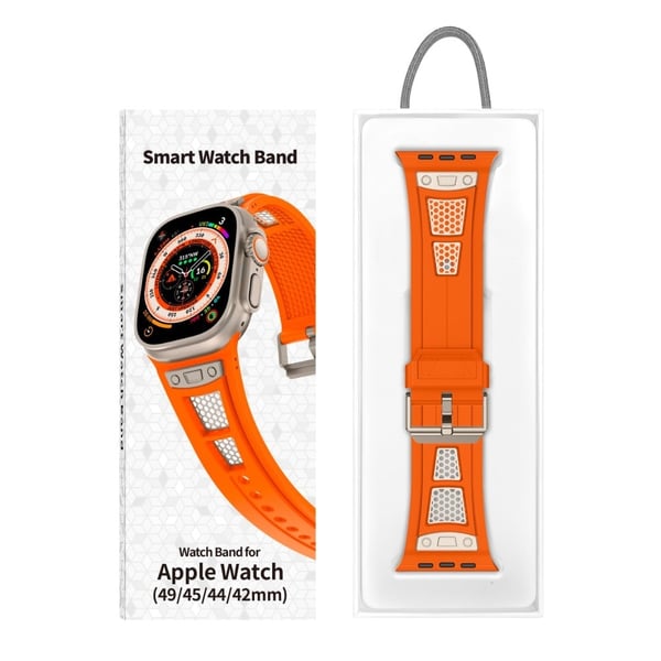 Fleksibel urrem til Apple Watch Series 49mm - 45mm - 44mm - 42mm - Orange + Sort