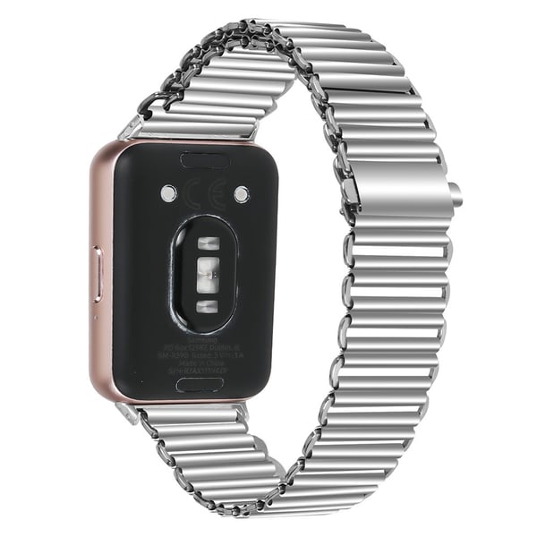 Samsung Galaxy Fit3 SM-R390 ruostumattomasta teräksestä valmistettu ontto kellonauha - Hopea