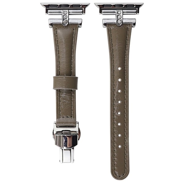 Apple Watch Series 41mm - 40mm - 38mm strassikoristeinen koristehihna Aito naudannahkanauha - Kahvi
