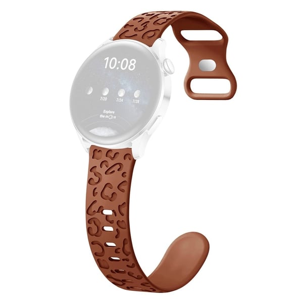 Samsung Galaxy Watch3 45mm / Huawei Watch 4 Pro 22mm Urrem Leopard Printet Design - Brun