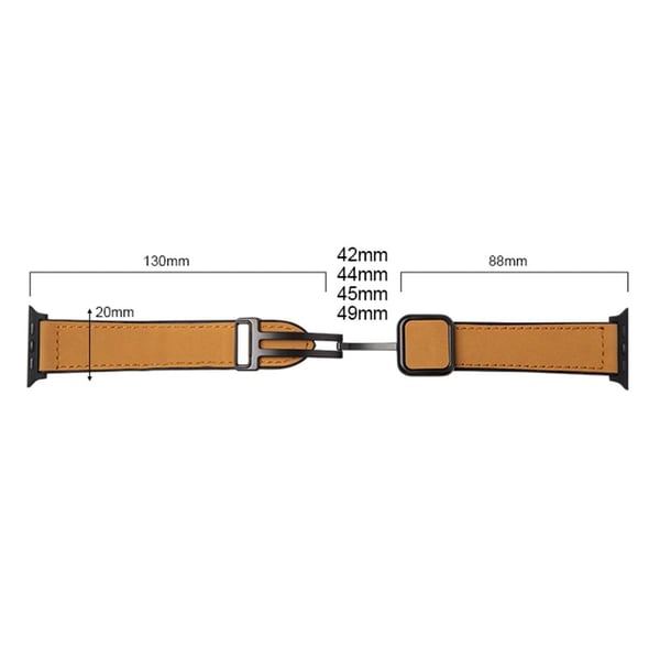 Apple Watch Series 49 mm - 45 mm - 44 mm - 42 mm Vegansk lær + silikonklokkearmbånd - Mørkeblå