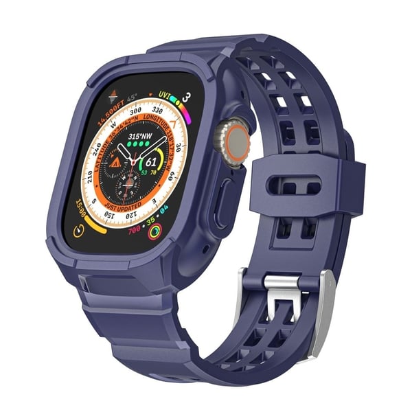 Apple Watch Ultra 49 mm / Ultra 2 49 mm matt, fleksibel klokkerem med integrert designarmbånd - Midnattsblå