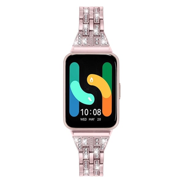 Samsung Galaxy Fit3 SM-R390 Kvinner Erstatning 2 rader Rhinestone metallklokkearmbånd - Rosa Rose