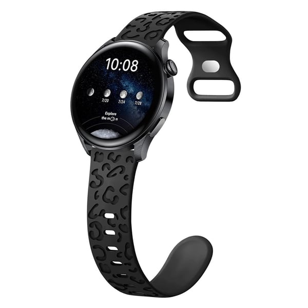 Samsung Galaxy Watch6 Classic 47mm / 43mm / Garmin Venu Sq 2 20mm silikone urrem Leopard Print - Sort