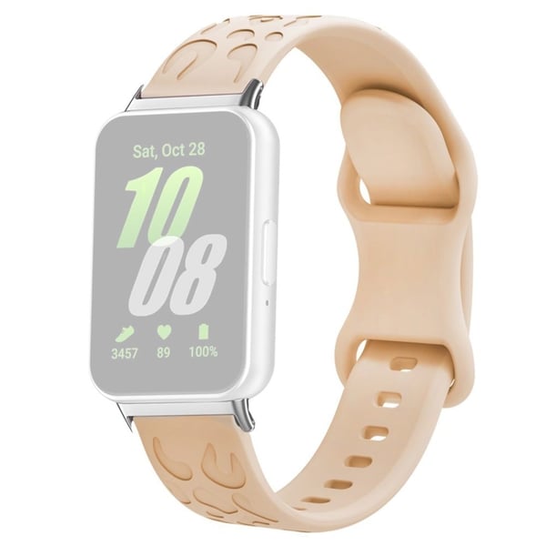 Samsung Galaxy Fit Silikonklokkearmbånd med leopardtrykk - Melkete