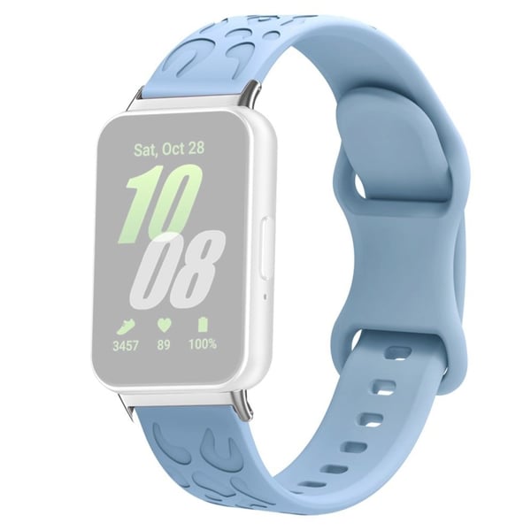Samsung Galaxy Fit Silikonklokkearmbånd med leopardtrykk - Lyseblå