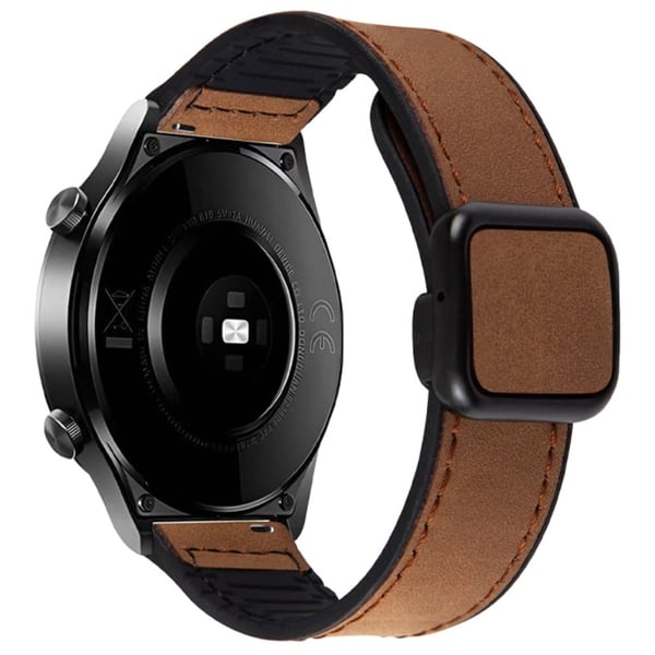 Garmin vivoactive 5 / Venu 2 Plus Universal 20mm kellohihna Hullu hevonen tekstuuri nahka + silikoni ranneke - Tumman Ruskea