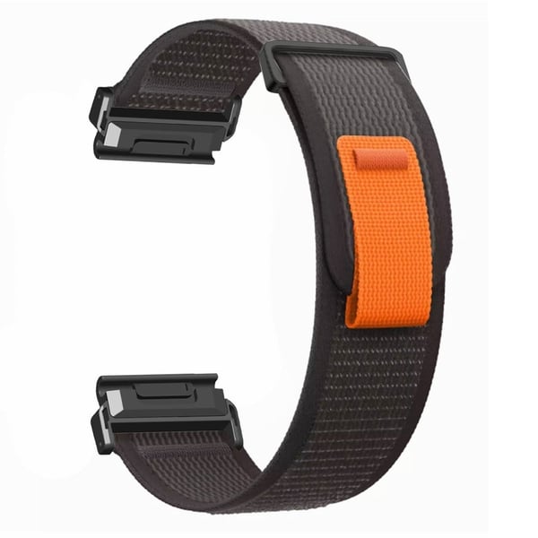 Coros Vertix 2 / Garmin Fenix 7X / 6X / 5X 26mm Trail Loop Nylon Band Soft Watchstrap - Svart / Svart + Svart