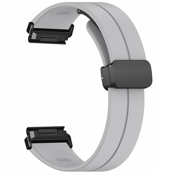 Coros Vertix 2 / Garmin Fenix 7X / 6X / 5X 26 mm klokkerem med magnetisk spenne i silikon - Grå
