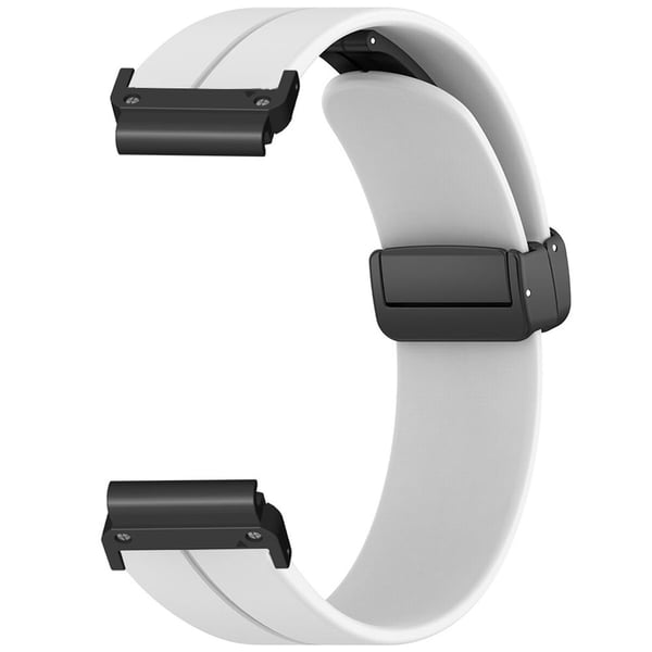 Coros Vertix 2 / Garmin Fenix 7X / 6X / 5X 26 mm klokkerem med magnetisk spenne i silikon - Hvit