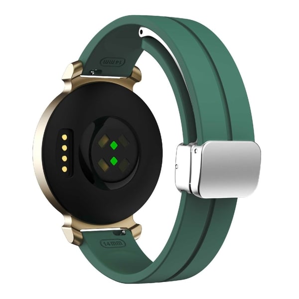 Garmin Lily 2 Silikonarmbånd med magnetisk sammenleggbar spenne - Furugrønn Med Sølvspenne