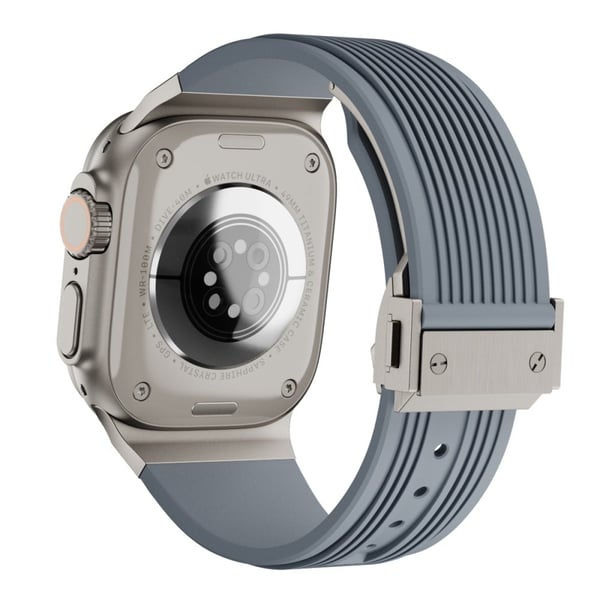 Apple Watch Series 49mm - 45mm - 44mm - 42mm Silikonklokkearmbånd med spenne - Grå