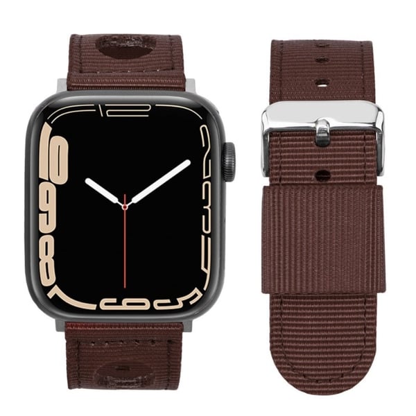 Apple Watch Series 49mm - 45mm - 44mm - 42mm Vandtæt nylonurrem - Mørkebrun
