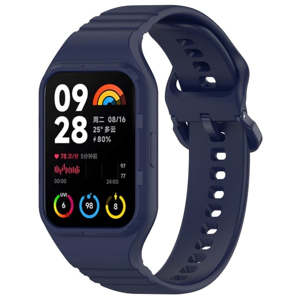 Xiaomi Smart Band 8 Pro Helposti säädettävä kellohihna Joustava silikoninen kellohihna - Laivastonsininen
