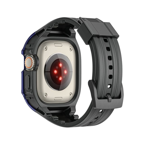 Apple Watch Ultra 49 mm / Ultra 2 49 mm fleksibelt klokkerem + etui med integrert design - Svart + Blå