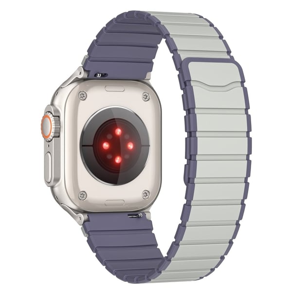 Apple Watch Series 49mm - 45mm - 44mm - 42mm Magnetisk silikonklokkearmbånd - Lysegrå + Blå