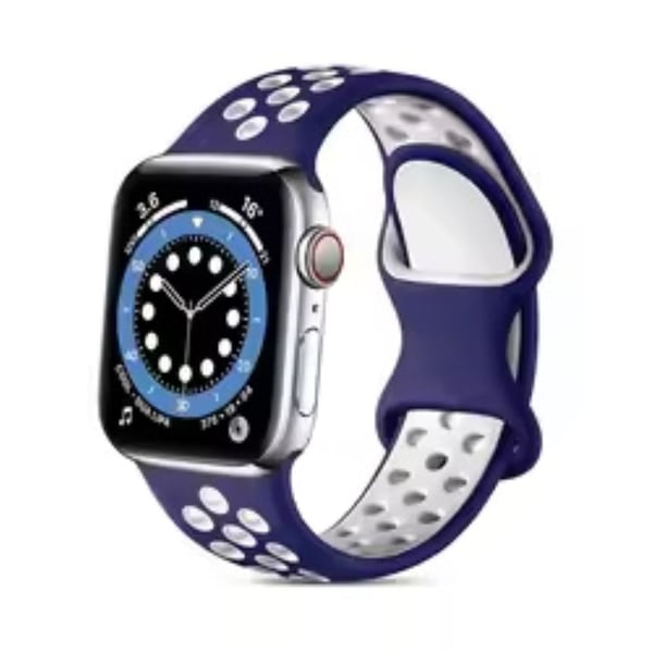 Apple Watch Series 41mm - 40mm - 38mm Silikonklokkearmbånd med to farger - Midnattsblå + Hvit