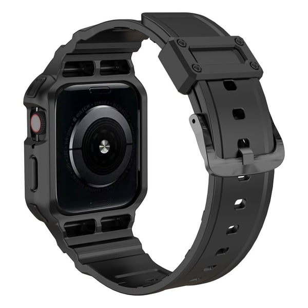 Apple Watch Series 9 8 7 41mm / 9 8 7 41 45mm utskiftbar fleksibel klokkerem med dekseletui - Svart