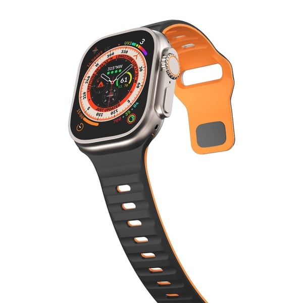 Apple Watch Series 41mm - 40mm - 38mm Watchstrap Dual Color Silikonarmbånd - Svart + Oransje