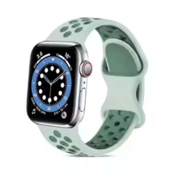 Apple Watch Series 41mm - 40mm - 38mm Silikonklokkearmbånd med to farger - Tåkegrå + Grågrønn