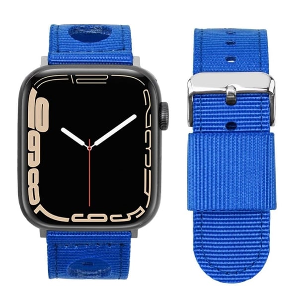 Apple Watch Series 49mm - 45mm - 44mm - 42mm Vanntett nylonklokkearmbånd - Mørkeblå