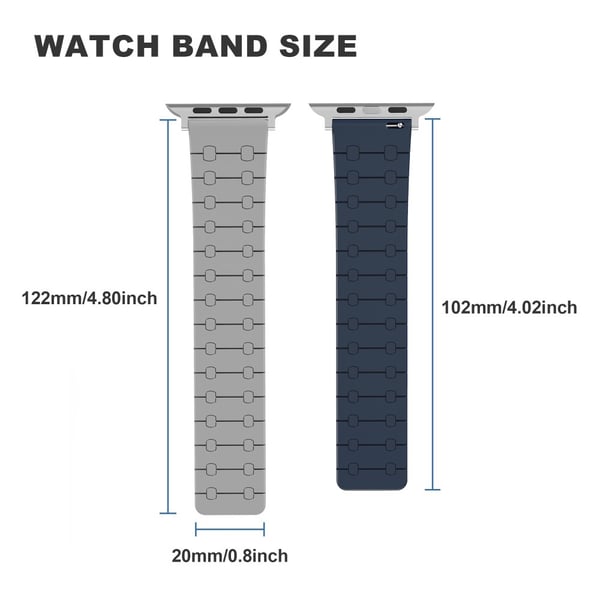Apple Watch Series 49mm - 45mm - 44mm - 42mm magnetisk silikonarmbånd - Mørkebrun / Lysebrun