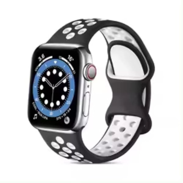 Apple Watch Series 41mm - 40mm - 38mm Silikonklokkearmbånd med to farger - Svart + Hvit