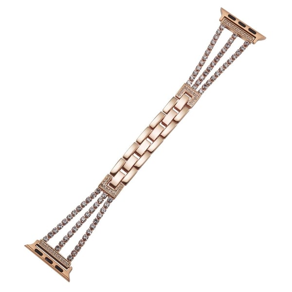 Apple Watch Series 49mm - 45mm - 44mm - 42mm 3 Rækker Rhinestone Armbåndsrem - Rødguld