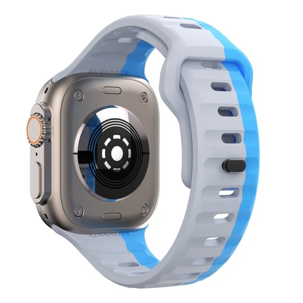 Apple Watch Series 41mm - 40mm - 38mm Watchstrap Dual Color Silikonarmbånd - Lysegrå + Blå