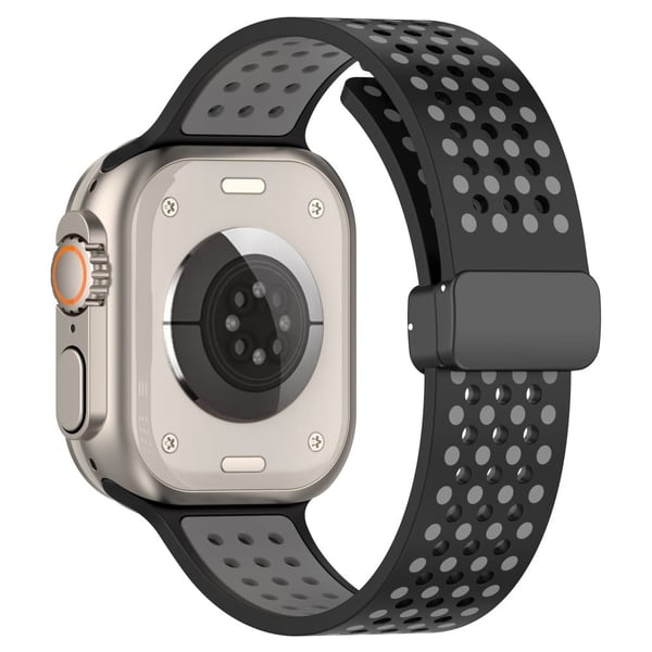 Apple Watch Series 49mm - 45mm - 44mm - 42mm silikoneurrem Dual Color - Sort + Grå