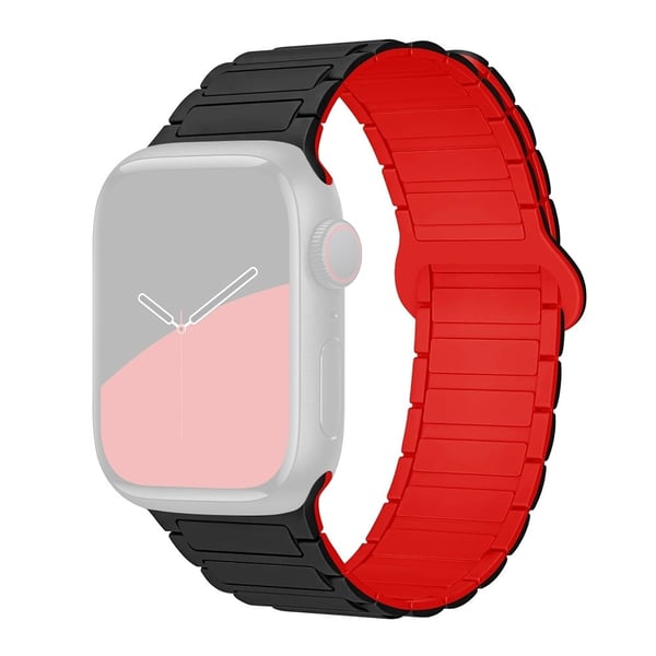 Apple Watch Series 41mm - 40mm - 38mm Watchband Blødt Silikone Magnetisk Strap - Sort / Rød