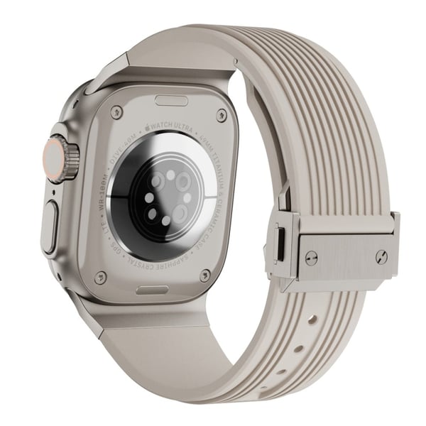 Apple Watch Series 49mm - 45mm - 44mm - 42mm Silikonklokkearmbånd med spenne - Stjernelys Apple Watch Series 49mm - 45mm - 44mm - 42mm Silikonklokkearmbånd med spenne - Stjernelys