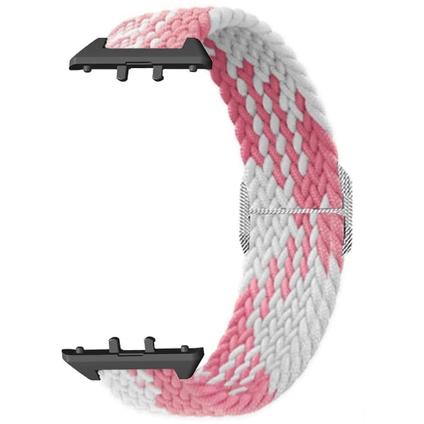 Samsung Galaxy Fit3 erstatningsarmbånd 12 mm nylonflettet urrem - Lyserød / Hvid