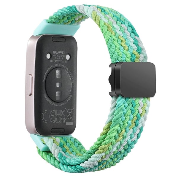 Huawei Band 8/9 armband magnetspänne nylonflätat smartwatch-armband - Färgglad Grön