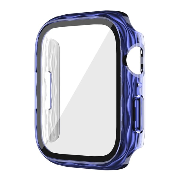 Apple Watch Series 9 / 8 / 7 41 mm klokkeramme Hardt støtbestandig bølget teksturdeksel med herdet film - Gjennomsiktig Blå