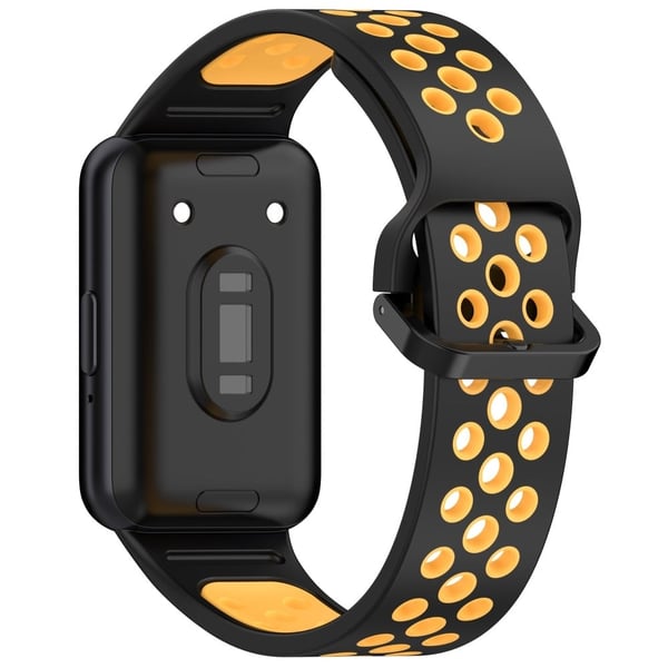 Samsung Galaxy Fit3 Silikonklokkebånd med tofargede håndleddsremmer Erstatningsdeler - Svart + Gul