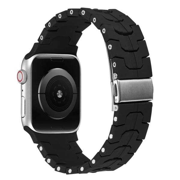 Apple Watch Series 49mm - 45mm - 44mm - 42mm silikoninen ranneke - Musta