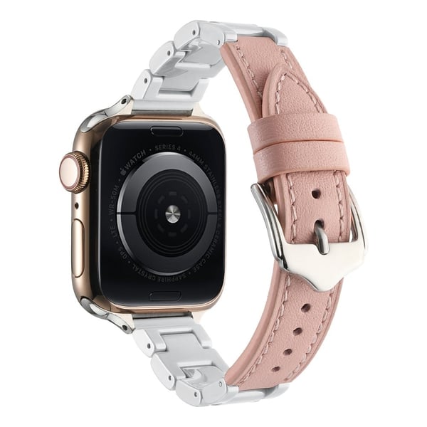 Apple Watch Series 41 mm - 40 mm - 38 mm keramisk klokkearmbånd - Rosa + Hvit