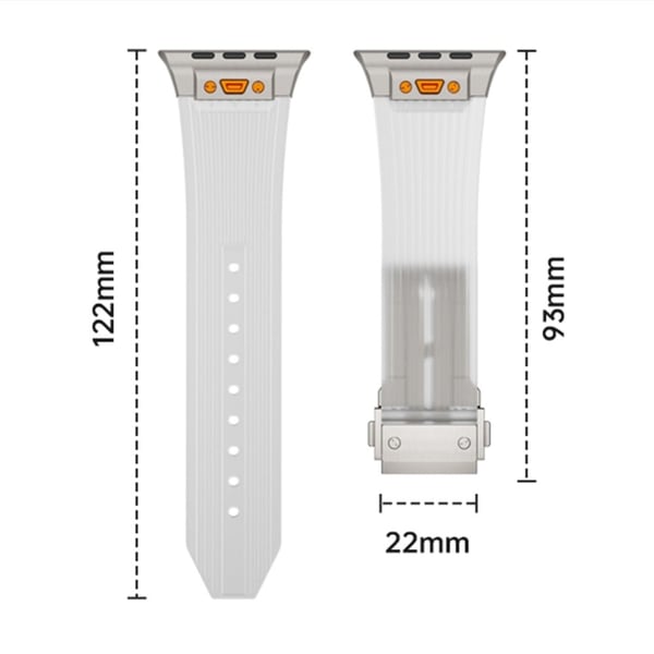 Apple Watch Series 49mm - 45mm - 44mm - 42mm Silikonrem - Svart + Gjennomsiktig Oransje