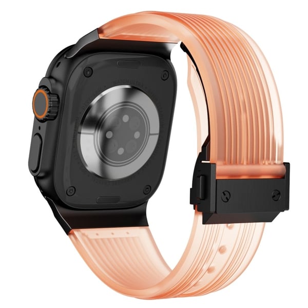 Apple Watch Series 49mm - 45mm - 44mm - 42mm Silikonrem - Svart + Gjennomsiktig Oransje