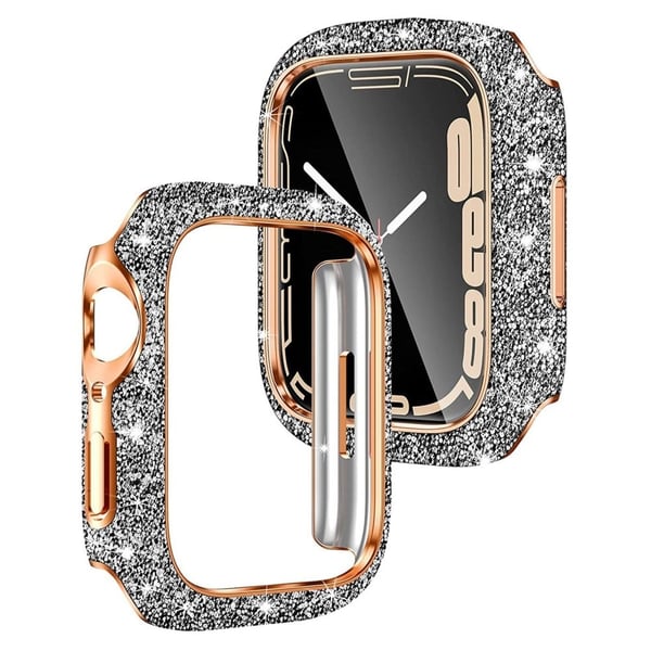 Apple Watch Series 6 / 5 / 4 / SE / SE (2022) 44 mm urkasse Støtbestandig beskyttelsesramme med skinnende krystalldekor - Sølv