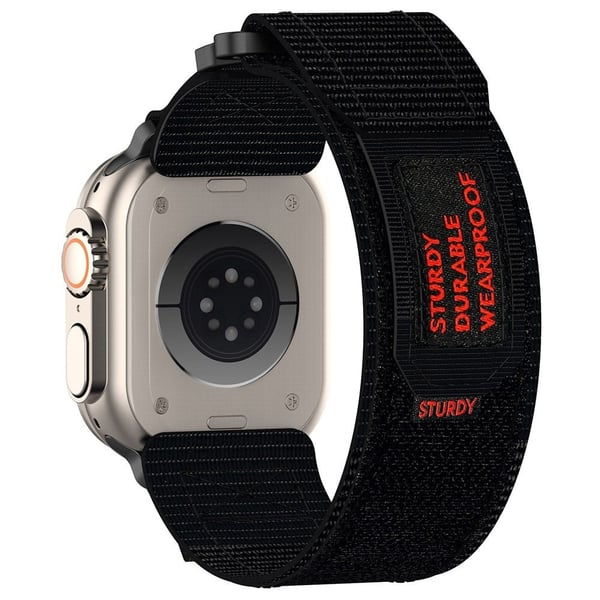 Apple Watch Series 49mm - 45mm - 44mm - 42mm - Kiinnitettävä kellonauha Nylon hihna - Musta