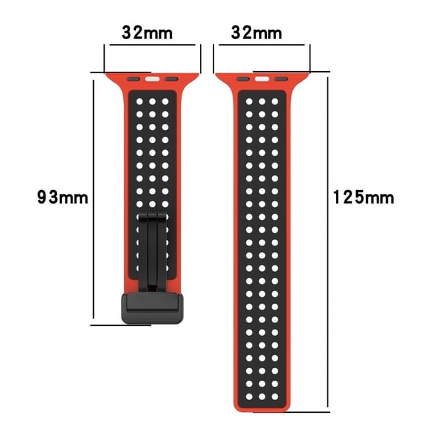 Apple Watch Series 41mm - 40mm - 38mm Silikonarmbånd med magnetisk urrem i to farger - Svart + Lime