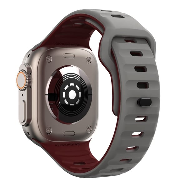 Apple Watch Series 41mm - 40mm - 38mm Watchstrap Dual Color Silikonarmbånd - Grå + Vinrød